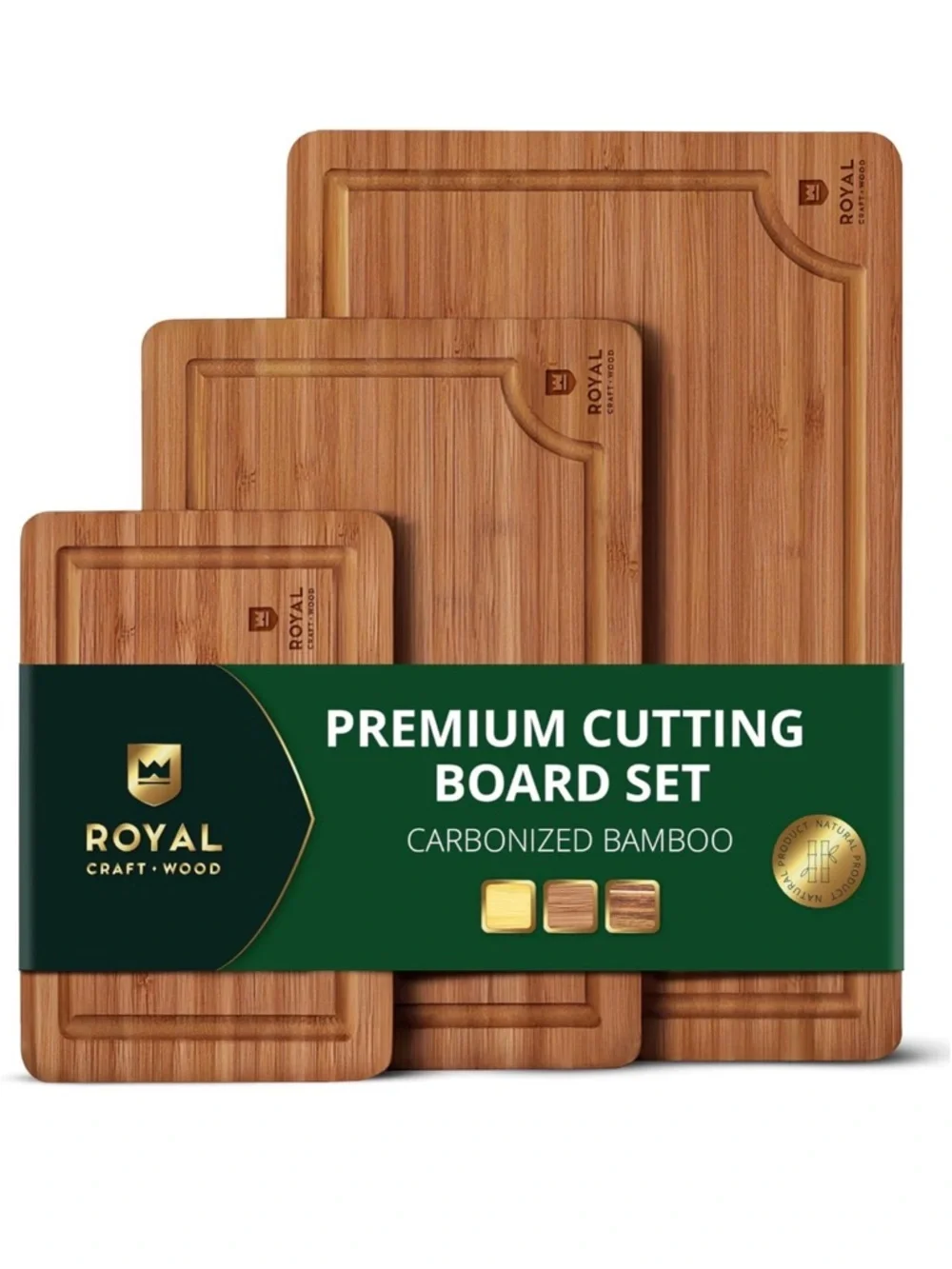 Wood Bamboo Cutting Board Set - Natural Wood